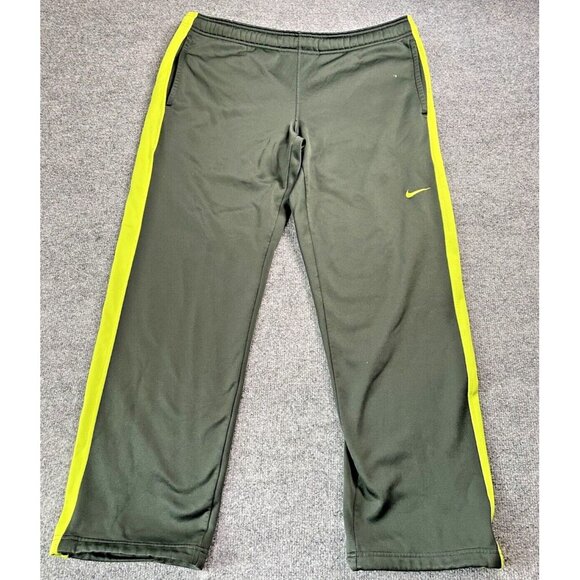 Nike Athletic Pants Mens Medium Green/Yellow Y2K Dri Fit Basketball Ankle Zip M. - Picture 1 of 7